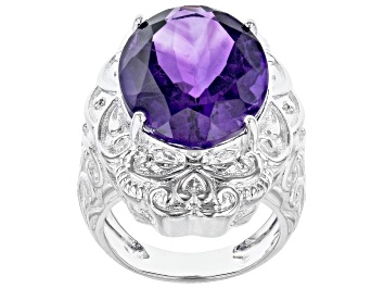 Picture of Purple Amethyst Sterling Silver Over Brass Ring  13.50ct