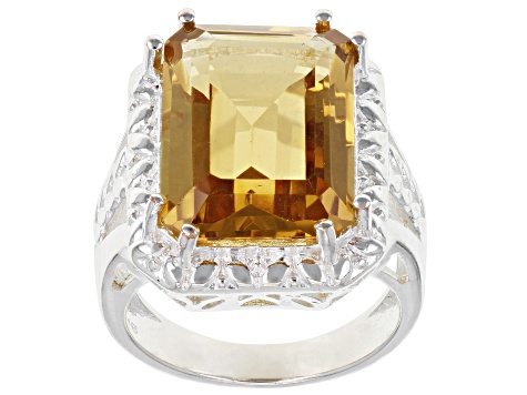 Yellow Citrine Sterling Silver Over Brass Ring 8.50ct