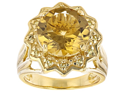 Yellow Citrine 18K Yellow Gold Over Sterling Silver Ring 5.25ctw