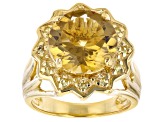 Yellow Citrine 18K Yellow Gold Over Sterling Silver Ring 5.25ctw