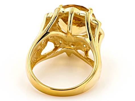 Yellow Citrine 18K Yellow Gold Over Sterling Silver Ring 5.25ctw