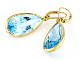 Blue Topaz 18K Yellow Gold Over Sterling Silver Solitaire Earrings 34.00ctw