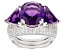 Amethyst Rhodium Over Sterling Silver Ring With Guard 8.00ctw