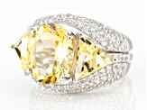 Citrine Rhodium Over Sterling Silver Ring With Guard 8.00ctw