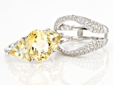Citrine Rhodium Over Sterling Silver Ring With Guard 8.00ctw