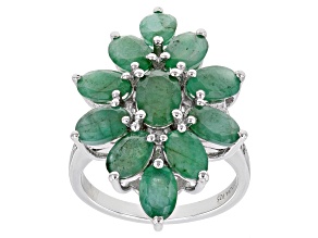 Green Emerald Rhodium Over Sterling Silver Ring 6.20ctw