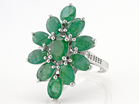 Green Emerald Rhodium Over Sterling Silver Ring 6.20ctw