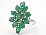 Green Emerald Rhodium Over Sterling Silver Ring 6.20ctw