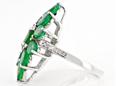 Green Emerald Rhodium Over Sterling Silver Ring 6.20ctw