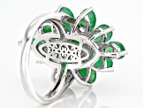 Green Emerald Rhodium Over Sterling Silver Ring 6.20ctw