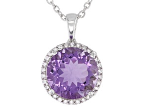 Purple Amethyst Rhodium Over Sterling Silver Pendant With Chain 6.50ctw