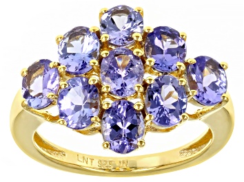 Picture of Blue Tanzanite 18k Yellow Gold Over Sterling Silver Ring 2.60ctw
