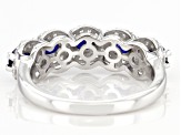 Blue Sapphire Rhodium Over Sterling Silver Band Ring 1.44ctw