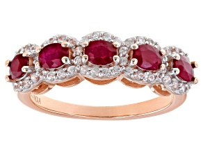 Red Mahaleo® Ruby 18k Rose Gold Over Sterling Silver Band Ring 1.44ctw