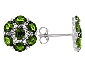 Green Chrome Diopside Rhodium Over Sterling Silver Earrings 2.75ctw