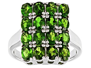 Green Chrome Diopside Rhodium Over Sterling Silver Ring 2.64ctw