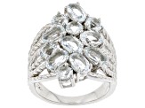 Blue Aquamarine Rhodium Over Sterling Silver Ring 3.76ctw