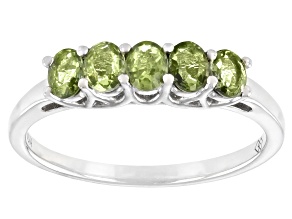 Green Sapphire Rhodium Over Sterling Silver Band Ring 0.90ctw