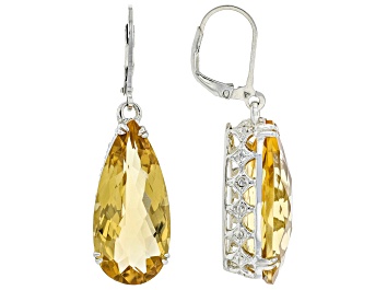 Picture of Yellow Citrine Rhodium Over Sterling Silver Dangle Earrings 25.00ctw