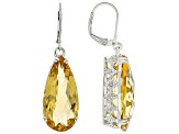 Yellow Citrine Rhodium Over Sterling Silver Dangle Earrings 25.00ctw