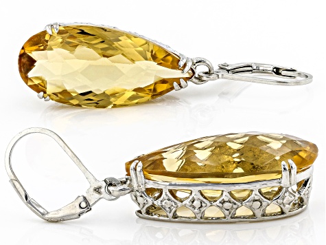 Earring, Create Compliments®, citrine (heated) and sterling silver