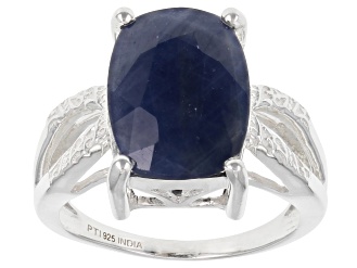 Blue Sapphire Solitaire Sterling Silver Ring 5.50ct