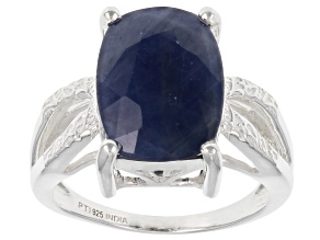 Blue Sapphire Solitaire Sterling Silver Ring 5.50ct