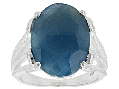 Blue Sapphire Sterling Silver Solitaire Ring 8.00ct