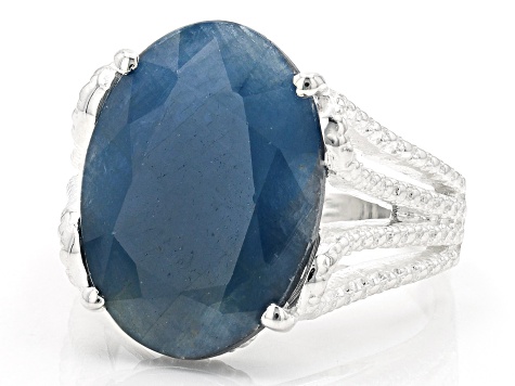 Blue Sapphire Sterling Silver Solitaire Ring 8.00ct