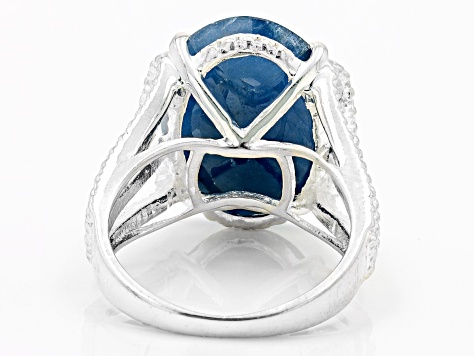 Blue Sapphire Sterling Silver Solitaire Ring 8.00ct