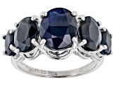 Blue Sapphire Sterling Silver Ring 5.50ctw