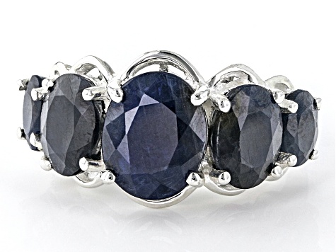 Blue Sapphire Sterling Silver Ring 5.50ctw