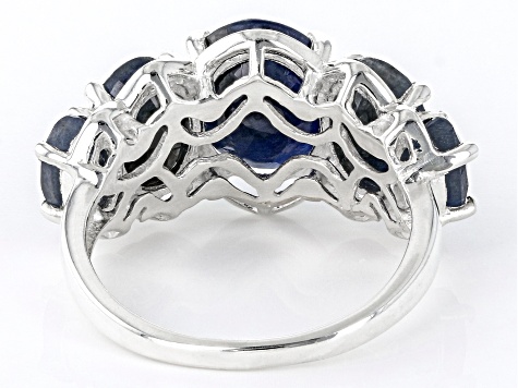 Blue Sapphire Sterling Silver Ring 5.50ctw