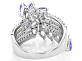 Blue Tanzanite Rhodium Over Sterling Silver Ring 2.61ctw