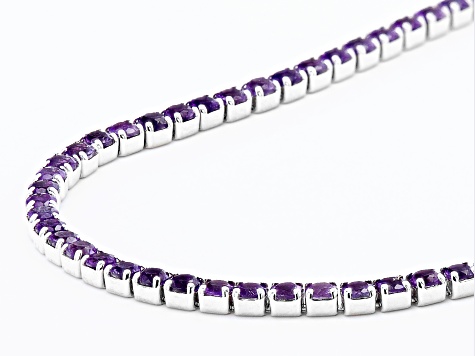 Purple Amethyst Rhodium Over Silver Adjustable Bolo Necklace 10.50ctw