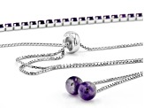 Purple Amethyst Rhodium Over Silver Adjustable Bolo Necklace 10.50ctw
