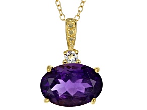 Purple Amethyst 18k Yellow Gold Over Silver Pendant Chain 5.60ctw
