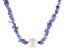 Blue Tanzanite Free-form Rhodium Over Silver Necklace