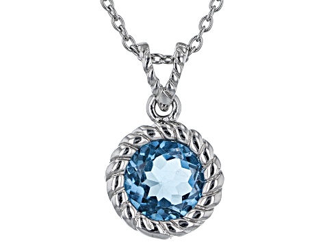 London Blue Topaz Rhodium Over Sterling Silver Solitaire Pendant Chain ...