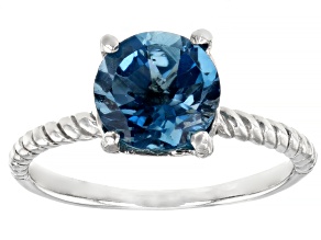 London Blue Topaz Rhodium Over Sterling Silver Solitaire Ring 2.20ct
