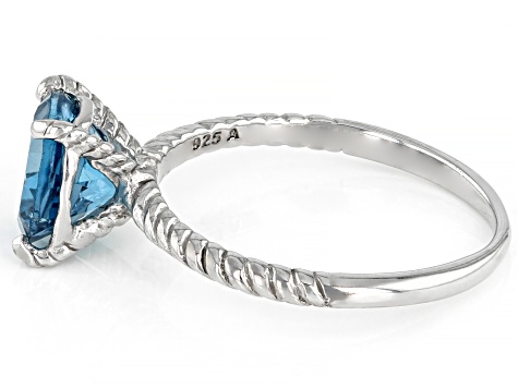 London Blue Topaz Rhodium Over Sterling Silver Solitaire Ring 2.20ct