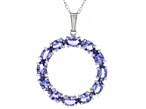 Blue Tanzanite Rhodium Over Sterling Silver Pendant With Chain 4.50ctw