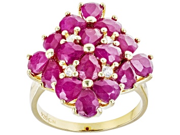 Picture of Red Ruby 14k Yellow Gold Over Sterling Silver Ring 4.70ctw