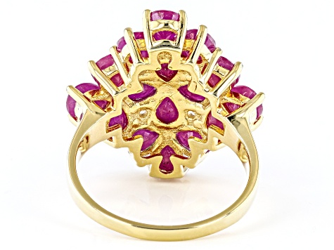 Red Ruby 14k Yellow Gold Over Sterling Silver Ring 4.70ctw