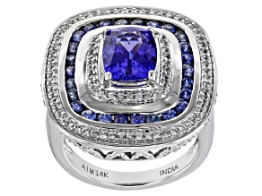 Blue Tanzanite Rhodium Over 14K White Gold Ring 2.97ctw