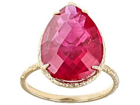 Red Lab Created Ruby 18k Yellow Gold Over Sterling Silver Solitaire Ring 5.50ct