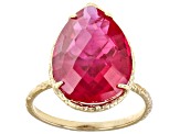 Red Lab Created Ruby 18k Yellow Gold Over Sterling Silver Solitaire Ring 5.50ct