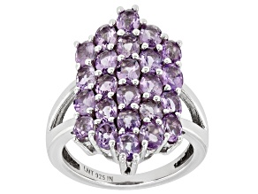 Purple Amethyst Rhodium Over Sterling Silver Ring 3.24ctw