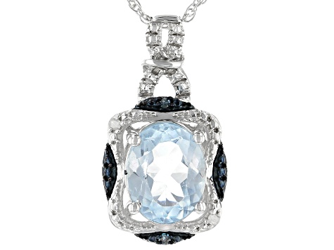 Sky Blue Topaz Rhodium Over Sterling Silver Pendant with Chain 1.87ctw