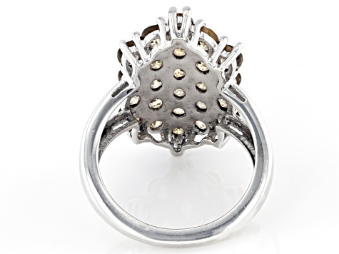 Yellow Citrine Rhodium Over Sterling Silver Ring 3.24ctw